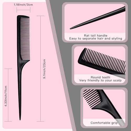 4-Piece Rat Tail Comb Set - Anti-Static Hair Styling Tools