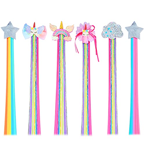 Little World Solid Rainbow Hair Clips for Girls 6 Pack, Toddler & Kids Ponytail Accessories