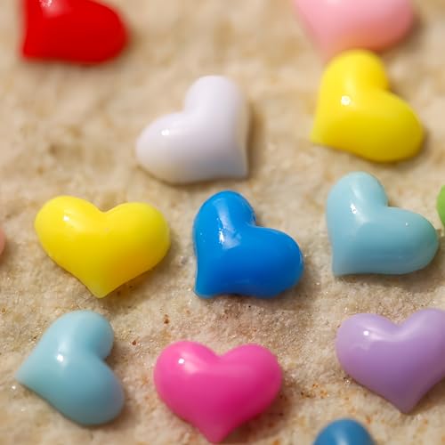 300Pcs 3D Heart Nail Charms - Colorful Rhinestone Nail Art Accessories