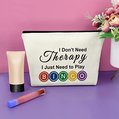 Sazuwu 'I Don't Need Therapy I Just Need to Play Bingo' Cosmetic Travel Pouch - Bingo Lover Gift for Women