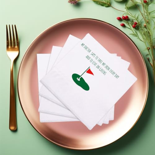 VOWFOO Golf-Themed Cocktail Napkins - 50 Disposable 5x5 In. Humor