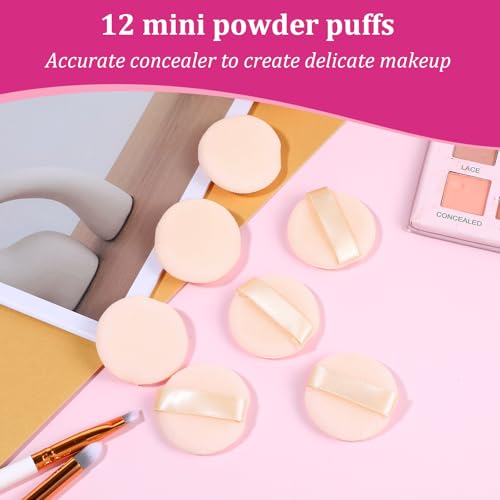 12 PCS Mini Makeup Puffs - Soft Microfiber Powder Applicators