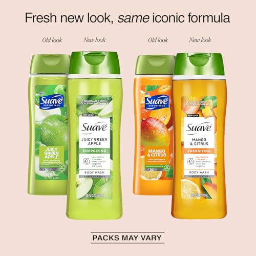 Suave Moisturizing Body Wash 2-Pack - Juicy Green Apple & Mango Citrus, 18 Oz Each