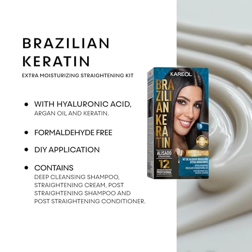 Extra Hydrating Brazilian Straightening Kit - Formaldehyde Free - With Hyaluronic Acid, Argan Oil, Keratin - Keratin Hair Treatment, Keratina Para Alisar El Pelo, Alisado Brasile?o Keratina
