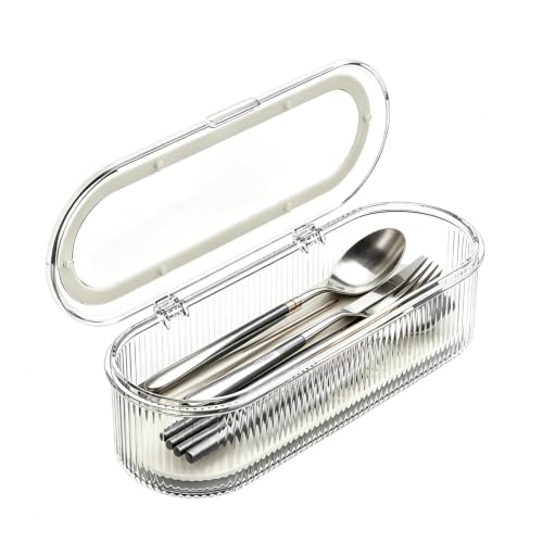 Flatware Tray with Lid - Durable Utensil Organizer for Easy Storage