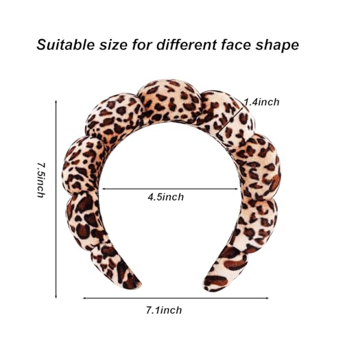 TYSSELY Gold Velvet Leopard Spa Headband for Face Washing & Beauty