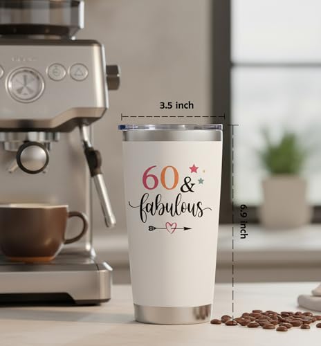 60th Birthday Tumbler for Women - 20 Oz Stainless Steel Gift Mug
