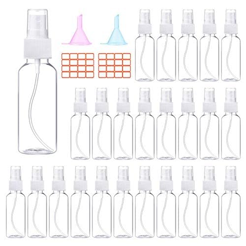 24 Pcs 2oz Clear Mini Spray Bottles Set - Refillable Travel Containers