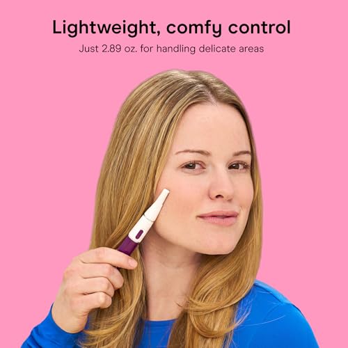 Conair Precision Eyebrow and Facial Trimmer for Women | Pain-free precision groomer with attachments for eyebrows, face, nose, and ears, White/Black, Model LLT2LW4