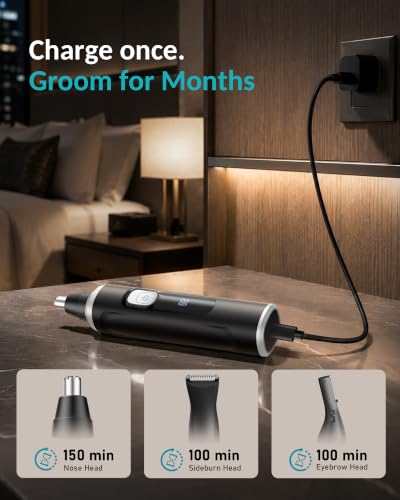 3-in-1 Electric Nose Hair Trimmer for Men with High-Torque Motor