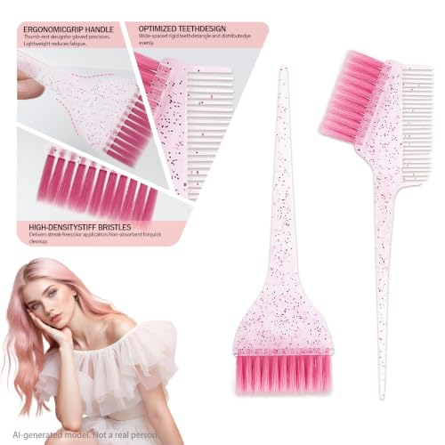 21-Piece Professional Pink Hair Dye Kit for Home Coloring