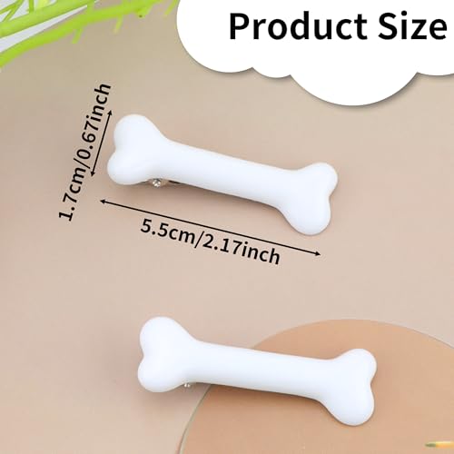 Bone Hair Clips - 6Pcs White Dog Bone Alligator Clips for Women