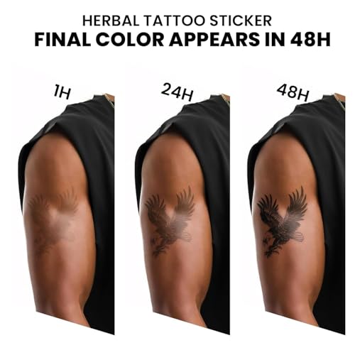 UBICA Semi Permanent Tattoos Large Stickers for Men & Women - Crown Weight Quotes & Flying Swallow Design, Waterproof & Lasts 2 Weeks