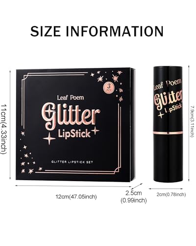 DuaTana Metallic Glitter Lipstick Set - 3 Long Lasting Shades
