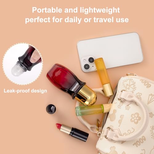 Ellbest Gradient Red 4-Pack 50ml Glass Roller Bottles - Leak-Proof Deodorant Containers