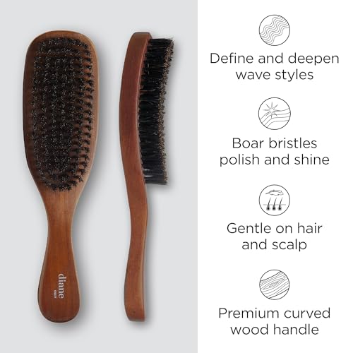 Diane Reinforced Boar Curved Wave Brush for Men – Medium Bristles, 1 Count (Curved Wave)