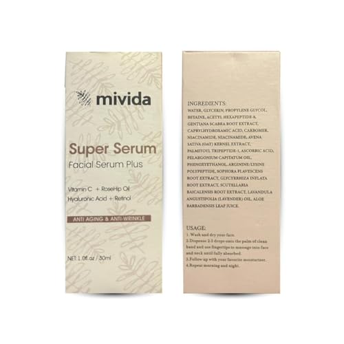 mivida 4-in-1 Anti-Aging Face Serum with Retinol, Vitamin C & Hyaluronic Acid