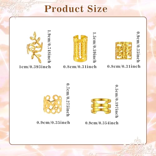 50Pcs Adjustable Metal Hair Cuffs Set for Braids & Dreadlocks