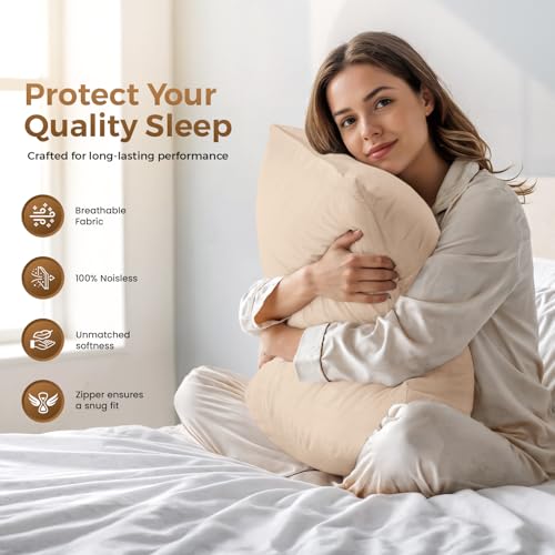 Utopia Bedding Queen Size Pillow Protectors (Pack of 4) - Soft Microfiber, Zippered, Fade Resistant