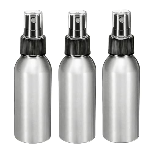 100ml Aluminum Spray Bottles Set of 3 with Black Pump - Essential Oil & Perfume Atomizers