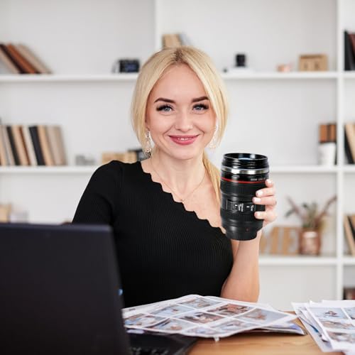 Camera Lens Coffee Mug - 13.5 oz Stainless Steel Travel Cup