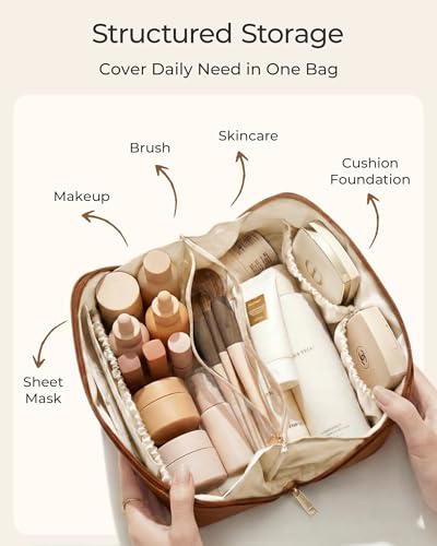 BAGSMART Travel Makeup Bag - Spacious Toiletry Case in Deep Navy
