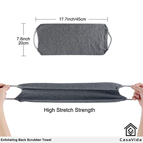 CASAVIDA 2-Pack Gray and Blue Exfoliating Back Scrubber Towels for Shower