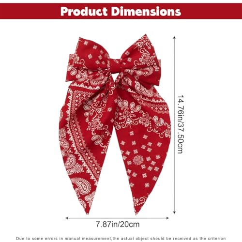Red Bandana Hair Bow for Women - Large Casual & Special Occasion Accessory