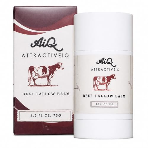 AttractiveIQ 2.5oz Beef Tallow Moisturizer Stick with Vitamin E & Raw Honey – Natural Face & Body Balm for Dry Skin