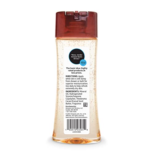Amazon Basics Cocoa Butter Body Oil Gel 6.8 Fl Oz Pack of 4 for Very Dry Skin
