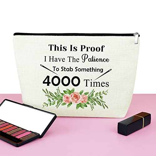 Mxrymvu Cross Stitch Sewing Gift Cosmetic Bag Travel Organizer - Unique Present for Crafters