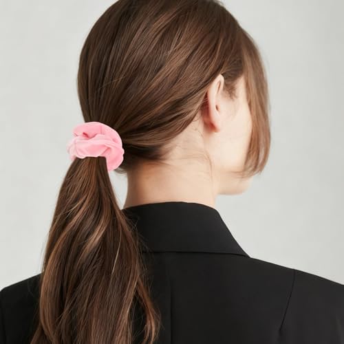 Semato Velvet Light Pink Scrunchies - 2 Pack Hair Ties for Women