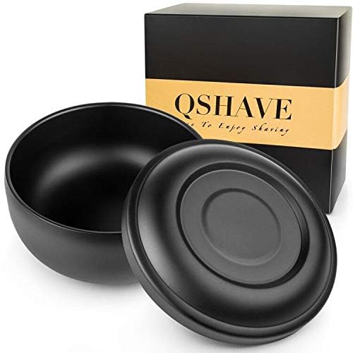 QSHAVE Stainless Steel Shaving Bowl with Lid - Matte Black 4 Inch