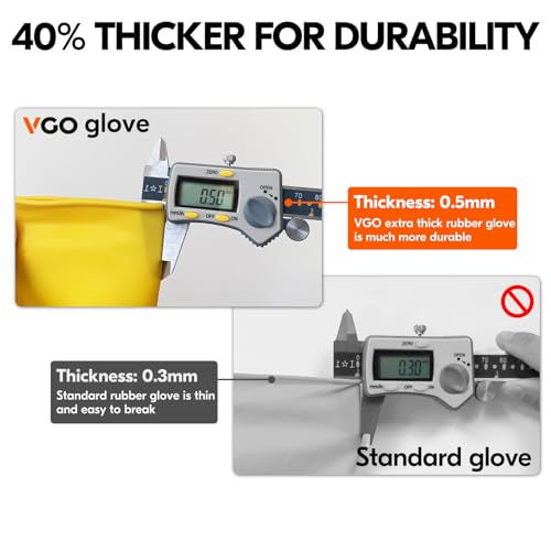 Vgo... Latex Reusable Cleaning Gloves - Extra Thick Long Cuff (L)