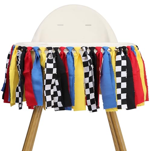 Black and Yellow Gingham Birthday High Chair Banner Garland