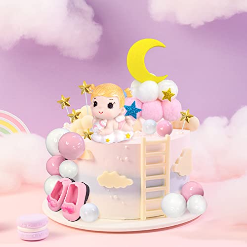30PCS Pink Baby Girl Cake Decorations - Cake Toppers for Baby Showers & Birthdays