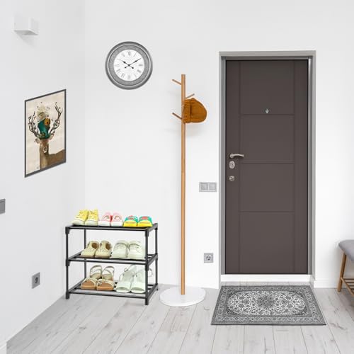 HITHIM 3-Tier Narrow Black Shoe Rack - Stackable Organizer for Small Spaces
