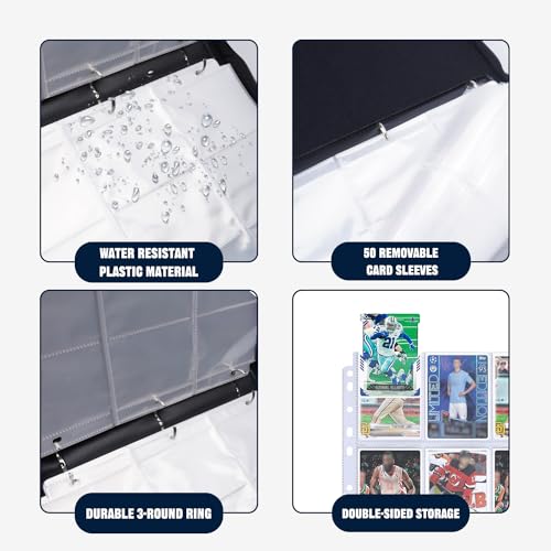 900-Card Sports Trading Card Binder with Clear Sleeves