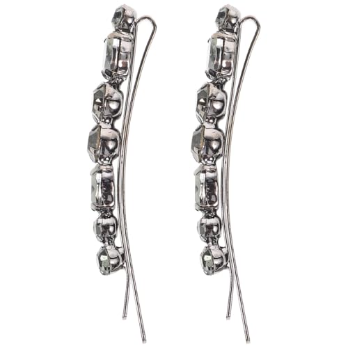Lurrose Black Rhinestone Bobby Pins 2-Pack Elegant Hair Accessories