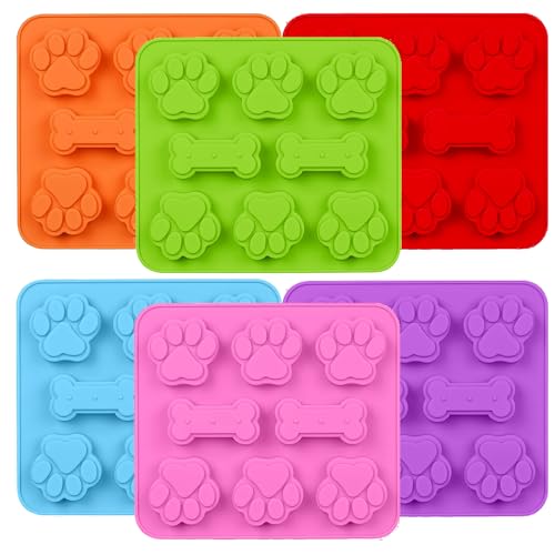 SAGOOITS 2 in 1 Dog Paw & Bone Silicone Molds - Set of 6