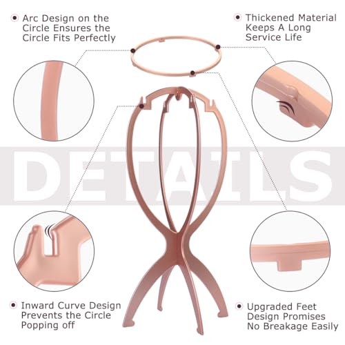 Dreamlover 14.2 Inch Wig Stand - Rose Gold Finish, Pack of 3