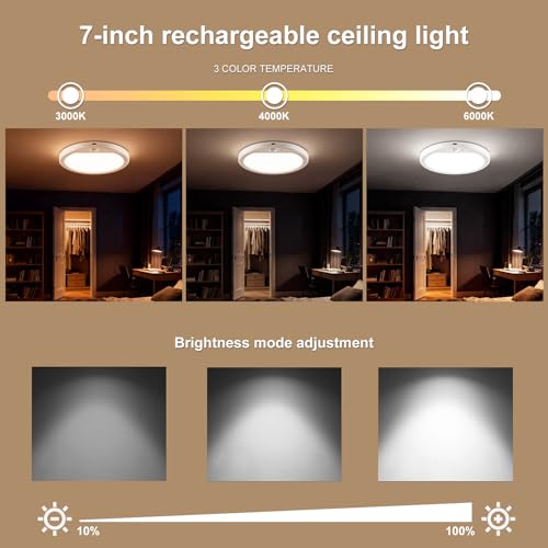 Rechargeable Motion Sensor Ceiling Light with Remote Control