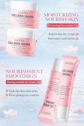 Yasovigi Travel Collagen Sakura Skincare Set - 6pcs Hydrating & Anti-Aging Kit