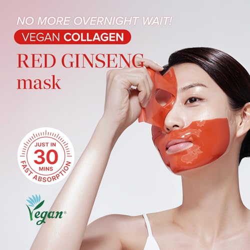 Mary&May Red Ginseng Hydrogel Mask - 4 Vegan Sheets for Radiant Skin
