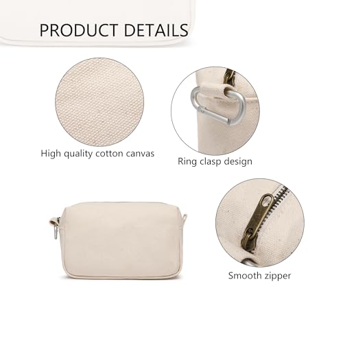 YONBEN Beige Travel Makeup Bag with Ring Clasp Wristlet