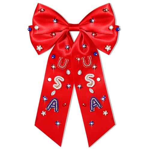Red 5 Patriotic 4th of July Hair Bows for Women American Flag Star Accessories