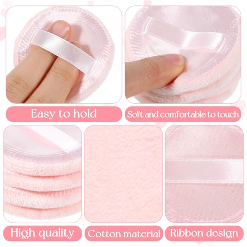 12-Pack Soft Cotton Makeup Powder Pads - 2.36" Round Puffs