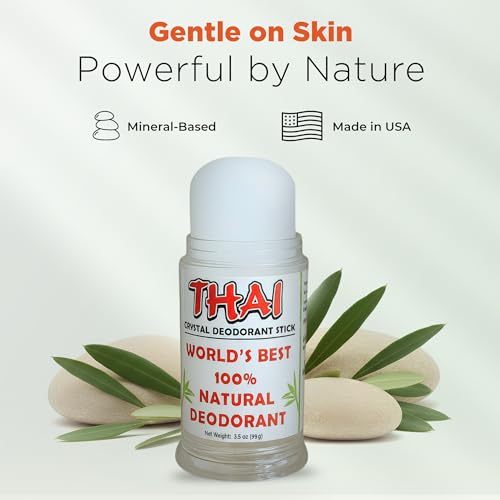 Thai Crystal Deodorant Stick - Unscented, Aluminum-Free, Hypoallergenic