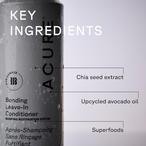 Acure Bonding Leave-In Conditioner - Leave in Conditioner Spray for Women & Men, Moisture Treatment to Repair Dry, Damaged, Color Treated Hair, Protect & Smooth Straight, Curly, & Wavy Hair - 5 fl oz
