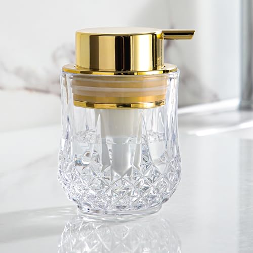 Enra Clear-Gold Foam Soap Dispenser with Elegant Diamond Pattern